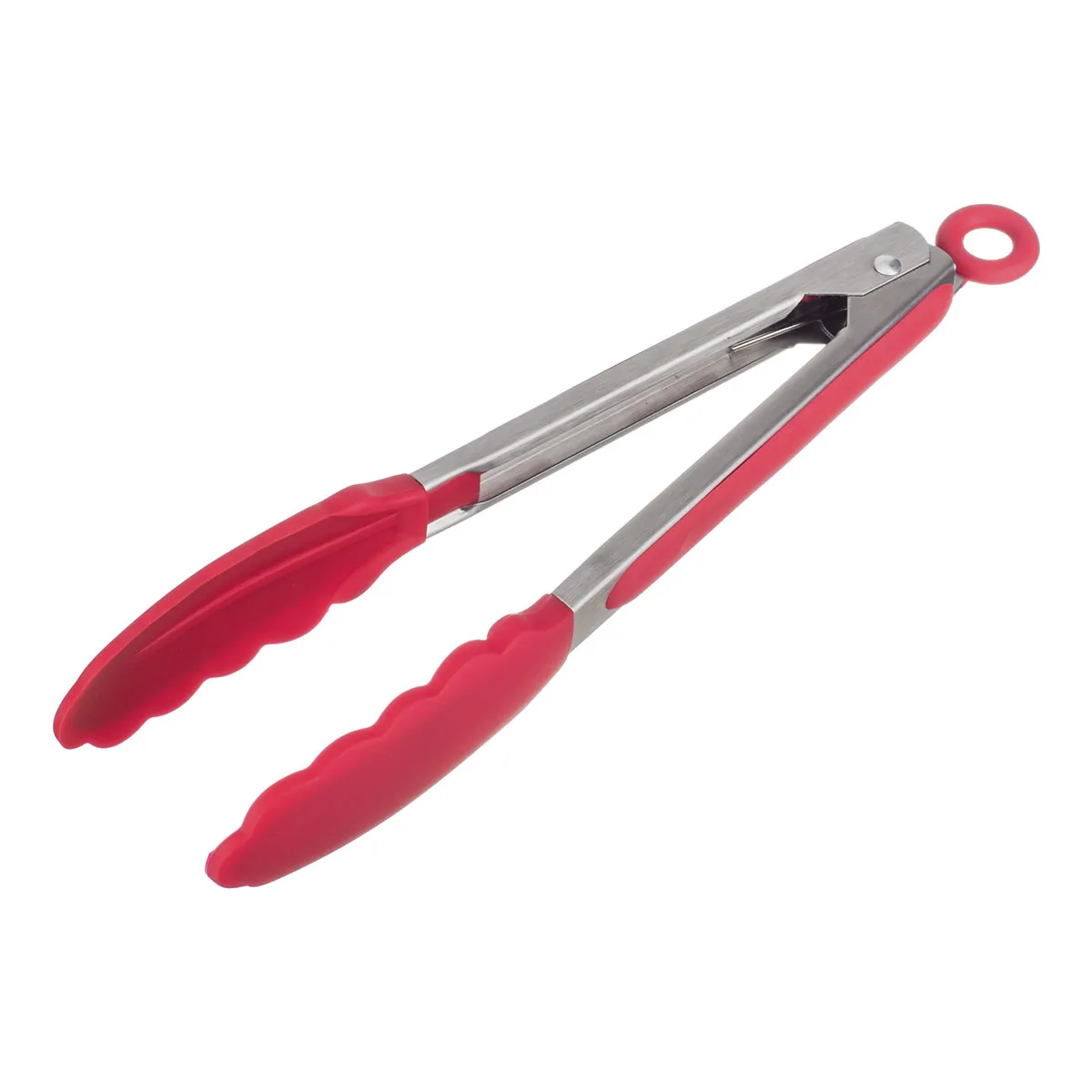 Pegador silicone cabo inox Vermelho 23cm